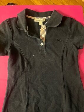 Burberry Black Girls' Polo Dress with Signature Check Placket